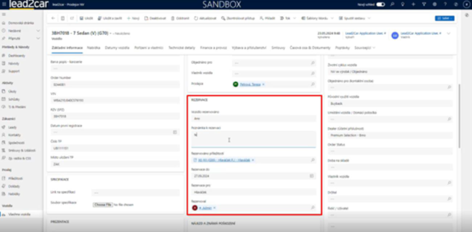 Rezervace přímo na vozidle - krok 8.2