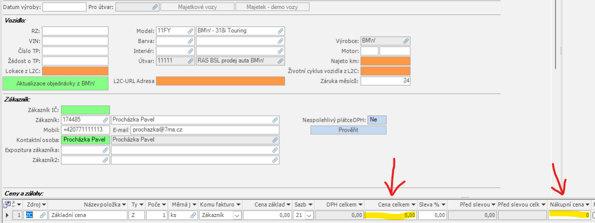 Vytvoření objednávky - krok 9.1